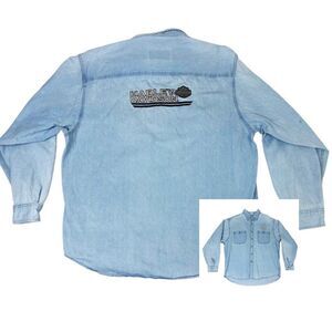 Vintage Harley Davidson Denim Shirt XL Blue Embroidered Biker Motorcycle